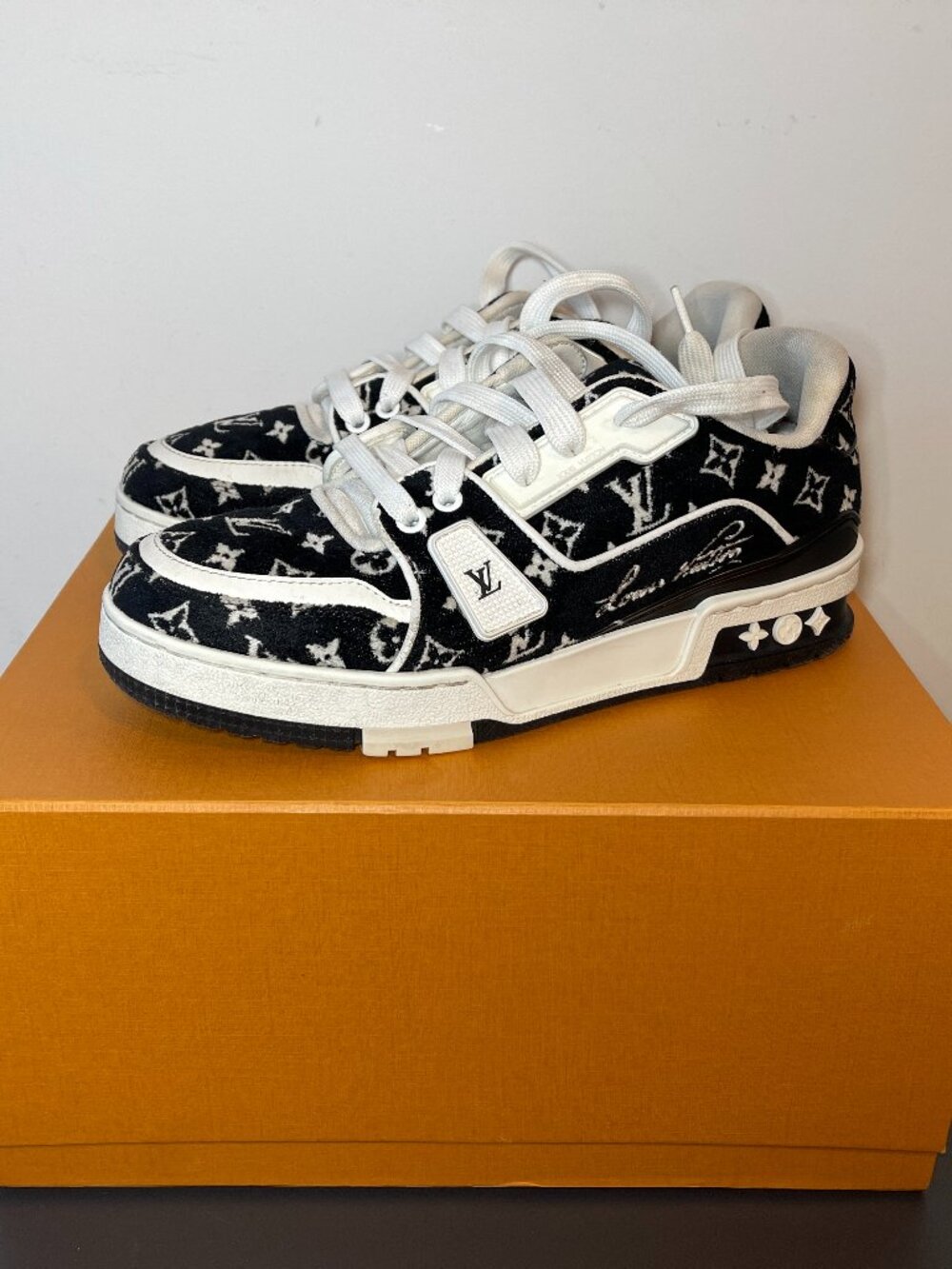 Louis Vuitton Trainer Black Monogram Textile #GO 0233 3 / US Size 5.5 -Size 6